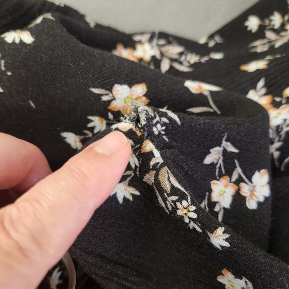 RUE21 Mini Dress Womens M Black Multi Floral Ditzy Cottagecore Dark Boho Summer - Picture 7 of 12